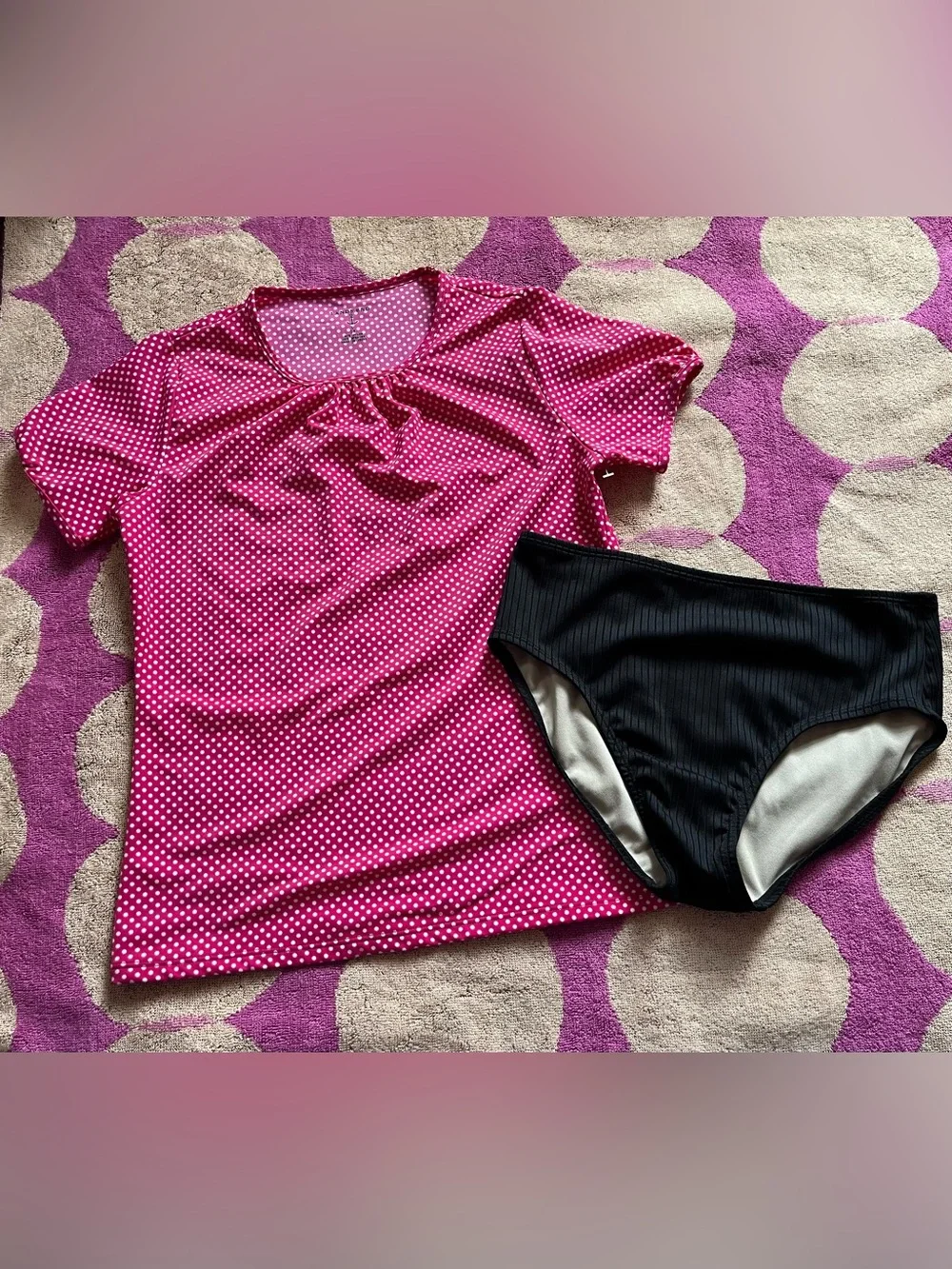 Land’s End Girls Rashguard and Bikini Bottom Swim Set